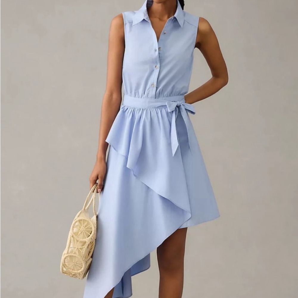 Anthropologie NWT Maeve Asymmetrical Sleeveless Shirt Dress Size 12